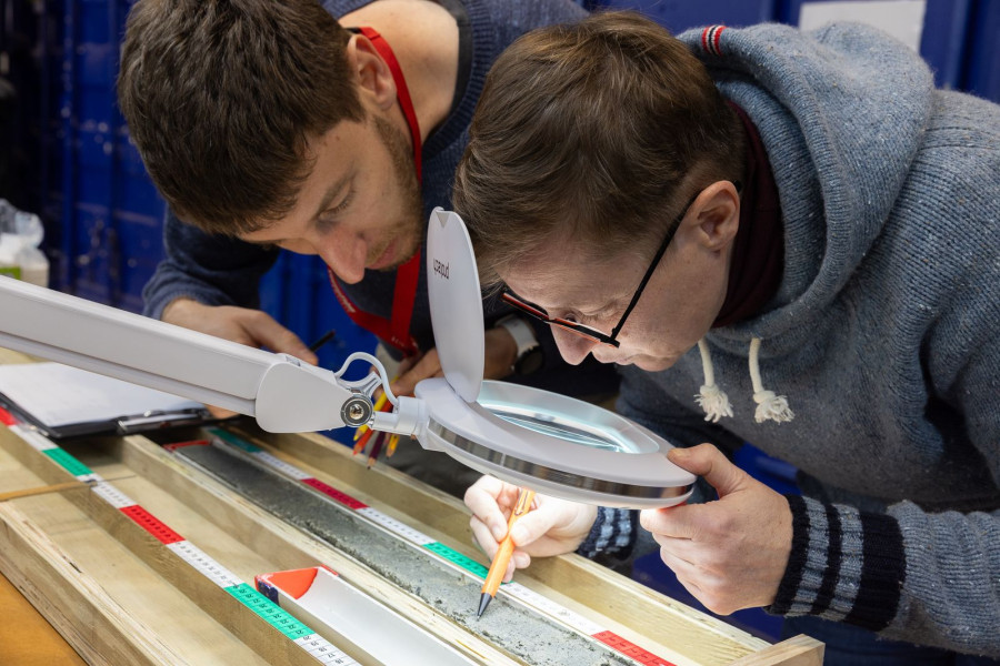 Nikola Koglin, BGR, and Luca Zurli, University of Siena, from the clastology team. Photo: Ana Tovey / SWAIS2C 