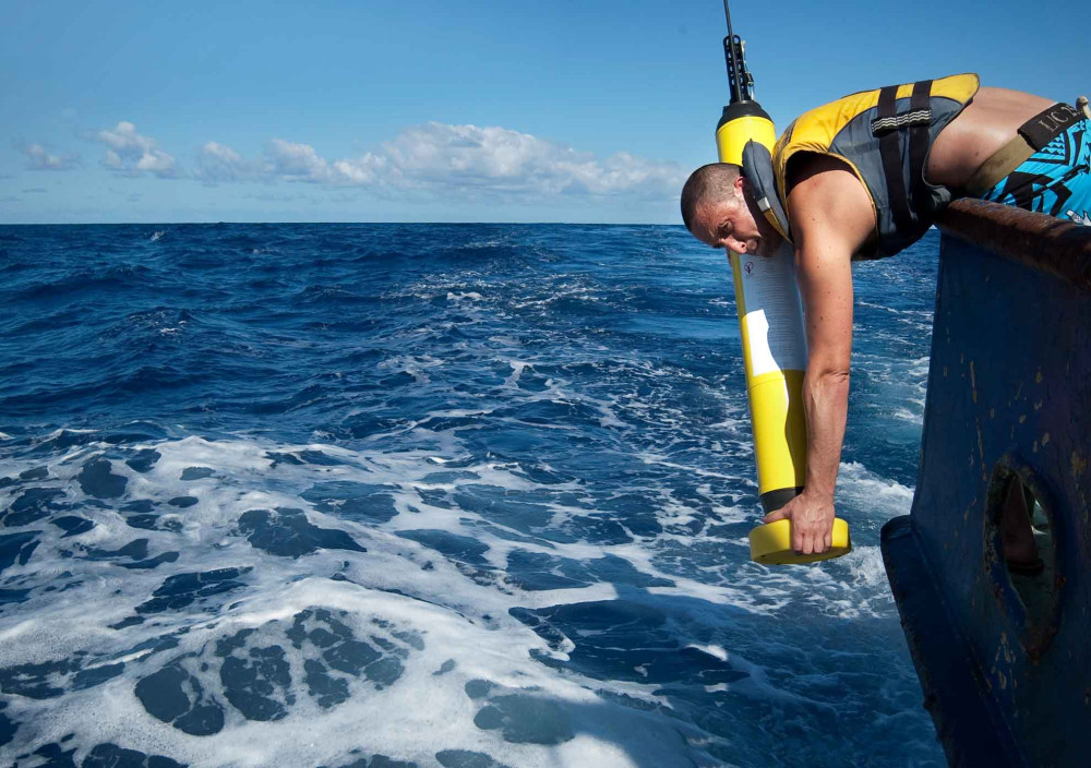 Argo float is dropped in the ocean